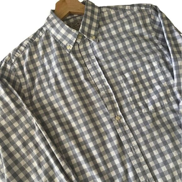 J. Crew Gray and White Check Cotton Button Down Long Sleeve‎ Men’s Shirt Size S - Picture 1 of 13